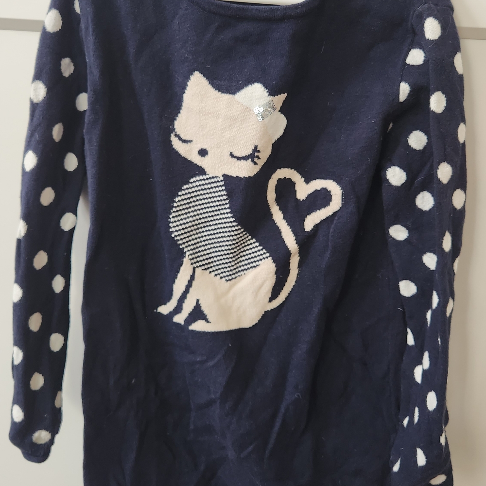 Charming Navy Blue Cat Dress for Kids